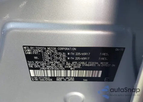 2015 Toyota Rav4 Le from USA, damaged, VIN JTMZFREV3FD061925